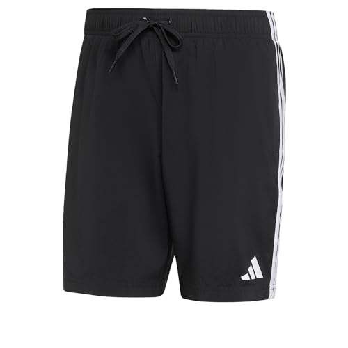 adidas Homme 3 Stripes Swim 8 inch Swimwear, Black/White, L