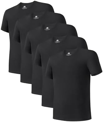DAVID ARCHY Men's Bamboo Rayon Breathable Crew Neck Undershirts 3/5 Pack