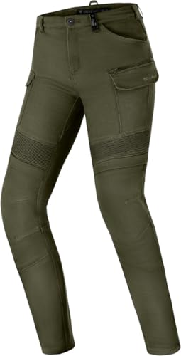 Shima Giro Motorrad Hose Damen mit Protektoren Airforce Knieprotektoren Motorradhose Kurzgrößen Hosen für Mann Protektorenhose Textilhose Urban Stretch Cargohose Lang (Frauen Khaki 30/32)