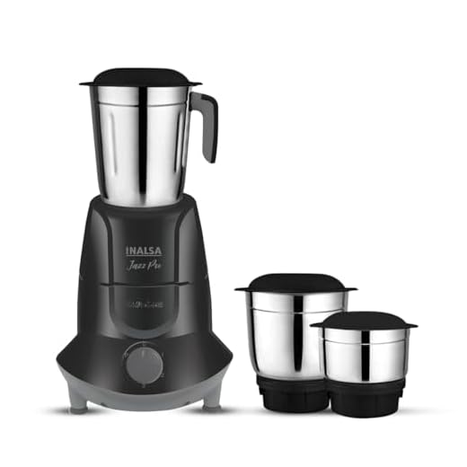 INALSA Mixer Grinder Jazz Pro -550W with 3 Stainless Steel Jars| 30 Min Motor Rating| Robust Nylon Coupler | Overload Protection| ISI Certified| 2 Year Warranty