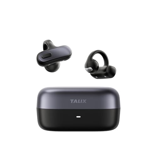 TALIX X8 Clip-On Open-Ear Wireless Bluetooth 6.0 Earbuds with Powerful Bass & AI ENC, IPX4 Sweatproof Fitness Headphones, Physical Buttons, 5g Lightweight Earphones with Multi-Device Switching, Black