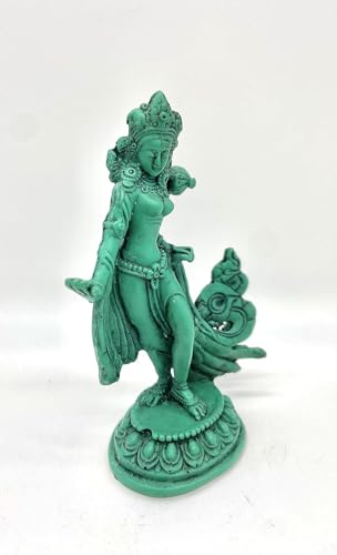 Estatua Green Tara de 5 pulgadas en resina miniatura 5