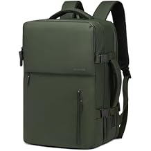 Lay Flat Carry on Travel Backpack, 30L Airline Approved, Fits 16" Laptop, USB-C & USB-A, Water Resistant, Green