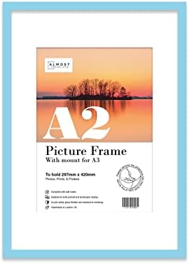 A2 Black Picture Frame, Fits A2 (42 x 59.4cm - 16.5 x 23.4in) Poster, Photo, or Print. Portrait and Horizontal Wall Hooks