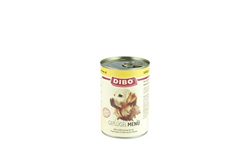 DIBO Menü Geflügel, 6 x 400g-Dose, Hundefutter, Nassfutterohne Konservierungsstoffe, Reine Fleischdosen aus frischem und natürlichem Fleisch Qualität