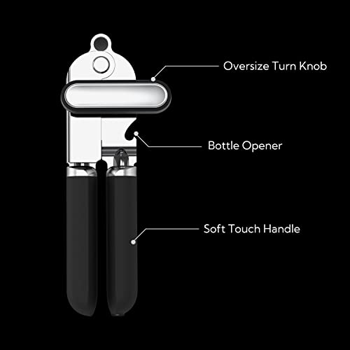 Kitchendao Manual Can Opener, 2Nd Generation Blade, Handheld Can Opener With Magnet, Super Sharp Cutting Wheel For Smooth Edge Cut, Soft Grip Oversized Knob For Seniors & Arthritis, Easy To Use, Black #TOP3