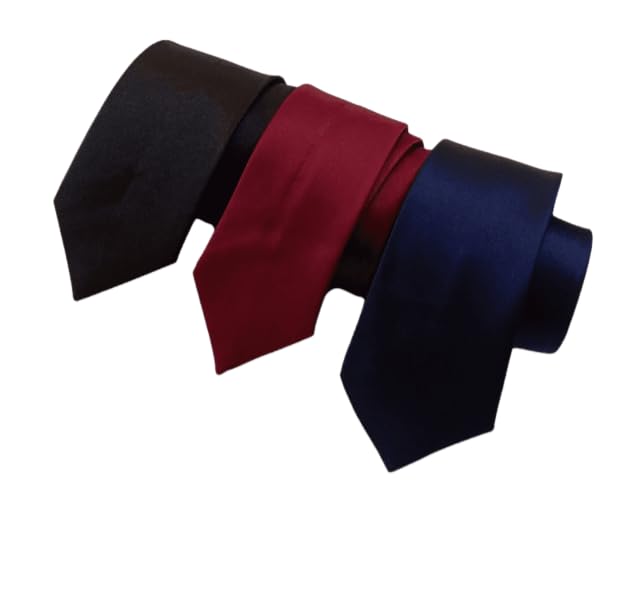 Justin dustinMen Women Slim Tie Combo Pack, 3 Pieces in Black, Blue and Maroon