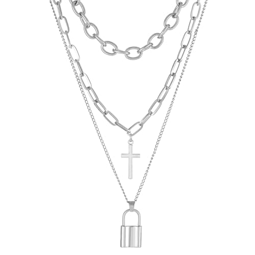 Collier Perle Croix Vintage Bijoux Punk Multi Couche Idéal pour Look Urbain
