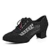 Uonpie Scarpe da Ballo Latino Donne Salsa con Tacco Basso Punta Chiusa Nero Scarpe da Ballo da Allenamento,37.5EU