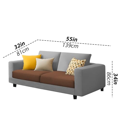 Image of Casaliving Minta 3+2 Seater Sofa Set for Living Room (Brown Grey Colour Fabric) Premium Fabric Sofa