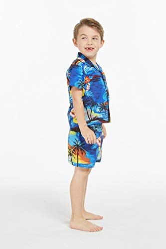 Image of Hawaii Hangover Family Matching Hawaiian Clothes, Sunset Blue | Family matching Hawaiian outfits, Sunset Blue, 100% cotton, machine washable, tropical floral print, luaus, cruises