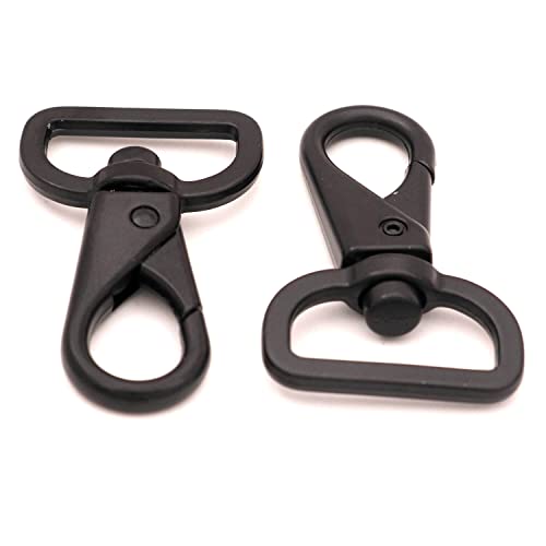 Bikicoco 1'' Swivel Trigger Push Gate Snap Hook Lobster Claw Clasp Spring Loaded Clip, Flat-D-Ring Ended, Black - Pack Of 10 #TOP4