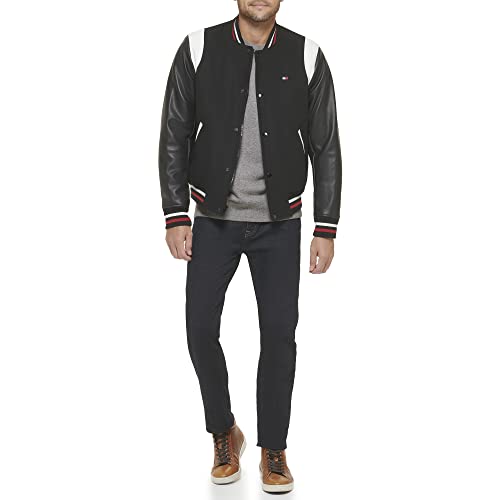 Tommy Hilfiger Men's Mixed Media Varsity Bomber Jacket2