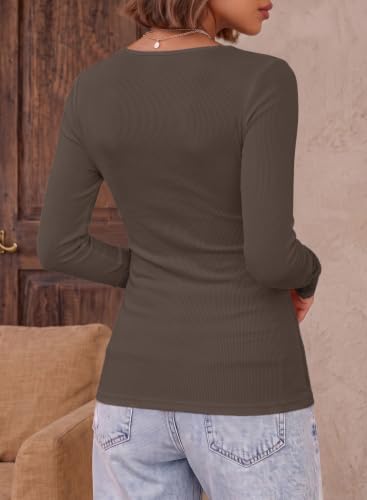 Image of Dokotoo Womens Tops Lace Long Sleeve T Shirts Ribbed Knit Stretch Top 2026