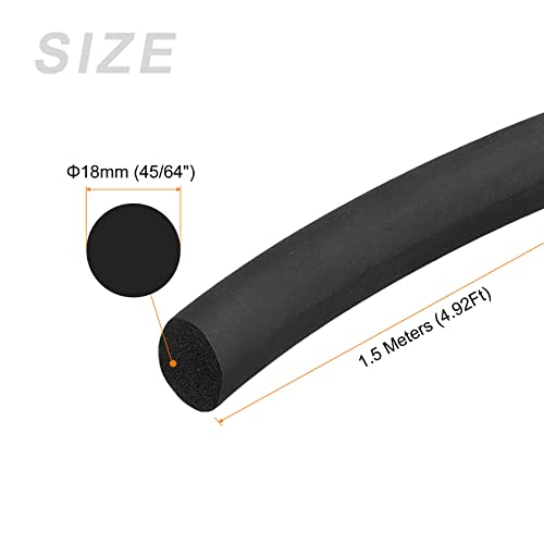 METALLIXITY Foam Rubber Weather Seal Strip (18mm Diameter x 1.5m Long) 1pcs, EPDM Rubber Round Seal Strip - Image 2