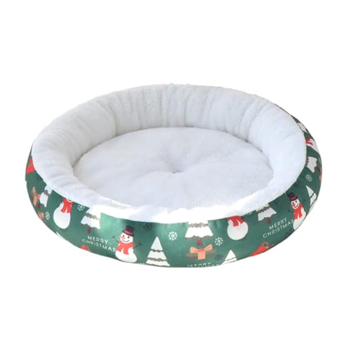 Sionhiuo Cuccia Per Cani A Tema Natalizio - Cuccia Natalizia Rotonda Rilassante Comoda per Animali - Morbido Per Gattini Con Incorporata | Per Appartamento, Camera da, Soggiorno, Balcone