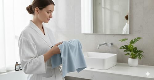 Image of Dribble Coral Fleece Microfiber Towel Set | Ultra Soft & Highly Absorbent Hand Towel + Bath Towel | 450 GSM Quick Dry Towels for Bathroom, Home, Gym & Travel (Pack of 2, Blue)