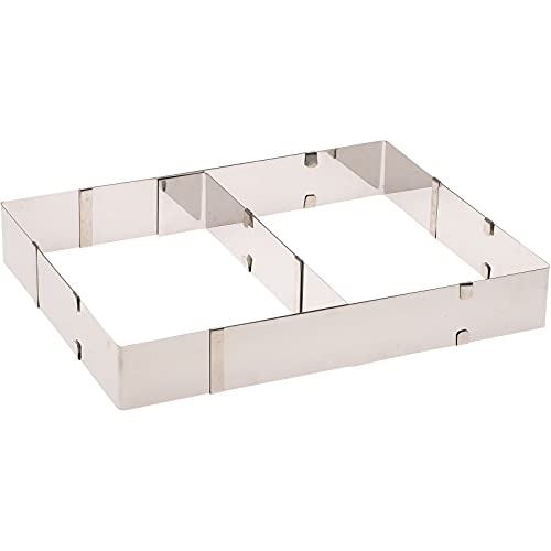 Westmark Marco para pastel/pizza, Marco para hornear con separaciones, ajustable en longitud y anchura, Acero inoxidable, Plateado, 31322260
