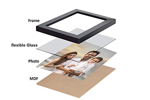 Image of Photo frame 10x14 Inch set of 2 Chatai Brown Color flexiable Glass (acrylic) & synthetic wood customized Modern Collage Photo Frames for Wall Hanging