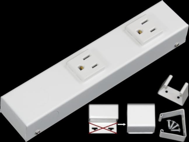 8″ Hardwired Power Strip (NO Power Cord), 2 Vertical Outlets (NOT Tamper Resistant), NO Ears (Without mounting tabs on Both Ends), 15A (NOT a 20 Amp Unit), White