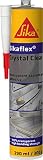 100% transparente Sikaflex Crystal Clear, Sellador y adhesivo elástico universal transparente, 290 ml
