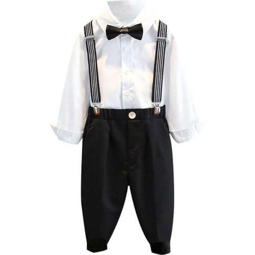 Conjunto de ropa para niños con tirantes británicos camisas y pantalones 2