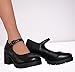 Soda Boxer Women Fashion Mary Jane Style Rounded Chunky Block Lug Sole Heel with Adjustable Strap (Black PU, us_Footwear_Size_System, Adult, Women, Numeric, Medium, Numeric_8_Point_5)