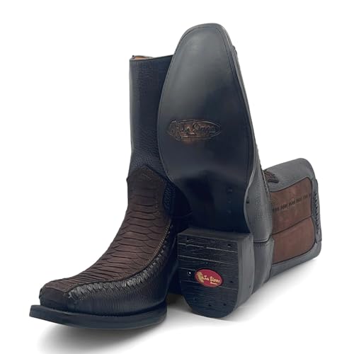 Men’s Leather Western Boot With Embossed Python Print Zipper Closure4