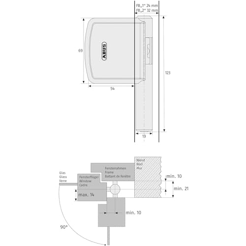 ABUS Scharnierseitensicherung FAS101 - Fenster-Zusatzschloss für die Scharnierseite - ABUS-Sicherheitslevel 10 - 24490 - Weiß