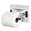 Crutello Farmhouse Toilet Paper Holder with Galvanized Backing for Bathroom - Rustic White Wood Wall Mount Toilet Roll Holder