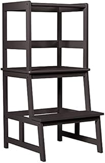 Maxmass Toddler Kitchen Helper, Kids Standing Stool with Safety Rail, Children Learning Tower for Kitchen Counter (Brown)
