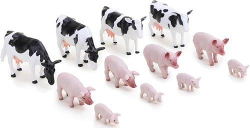 Toyland® Bauernhof-Tiere-Set im Maßstab 1:32 – The Farm Collection – Bauernhof-Tiere zum Sammeln (12-teilige Kühe und Schweine)