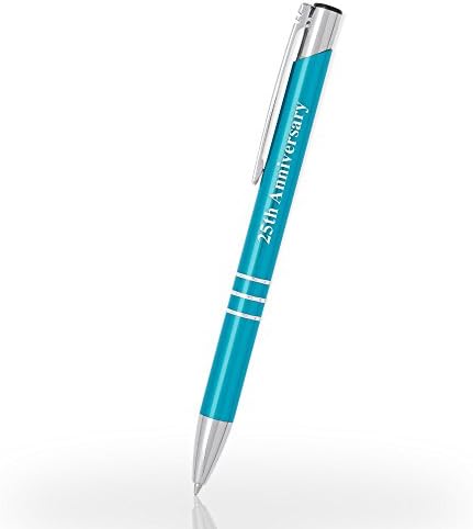 Imprints Online Custom Laser Engraved Classic Metal Ballpoint Pen. Topaz Color with Silver Accent. Black Ink