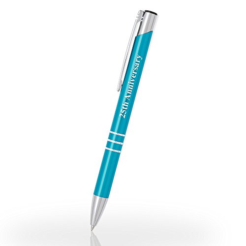 Imprints Online Custom Laser Engraved Classic Metal Ballpoint Pen. Topaz Color With Silver Accent. Black Ink #TOP1