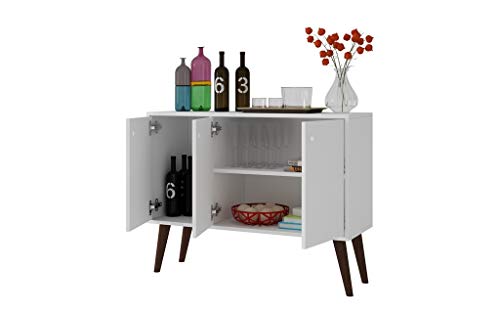 Manhattan Comfort Bromma Mid Century 3 Door Sideboard Buffet Cabinet, White #TOP3