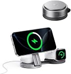 EF ECOFLOW Mag rapide 3-in-1 Support de chargeur sans fil magnétique, Qi2.2 35W Station de recharge rapide pliable Compatible avec MagSafe pour iPhone 17/16/15 Series, Montre Apple & AirPods (Pas une banque de puissance) Noir
