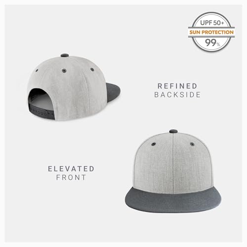 CHOK.LIDS Flat Bill Visor Classic Snapback Hat Blank Adjustable Brim High Top End Trendy Color Style Two Tone Baseball Cap (Ash/Charcoal)