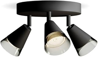 PHILIPS Cleft LED 3er Spotleuchte auf runder Platte, GU10 Lampe nicht enthalten, Schwarz, IP20