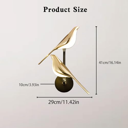 Image of Bird Wall Sconces Modern Art Deco Wall Mount Lamps for Living Room Bedroom Stairway Corridor, Swinging Bird Wall Lamp, Metal and Acrylic Wall Light Fixtures, 3 Color Temperature (2 Light)