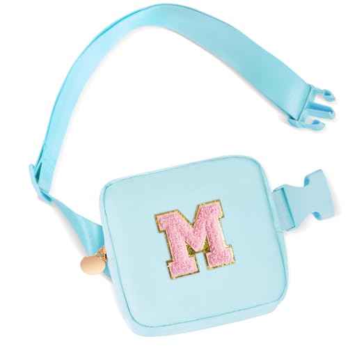 Uygafly Gifts for Girls Kids Toddler,Initial Fanny Pack Purse Blue,M