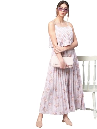 Image of Sassafras Women Floral Strappy Pleated Maxi Dress