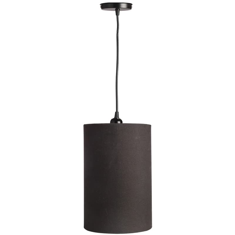 Image of Black Color, Classic Pendant Cylinder Lamp Shade, Decorative Light Lamp, Hanging Spotlight with Fixture (Beige), 40Watts, Black Canopy -: Pack of 1 (6 * 10 Inches)