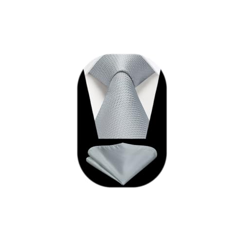 Enlision Corbatas Para Hombres Corbata Plateada Y Bolsillo Cuadrado Set Corbata De Seda CláSica Para Boda Fiesta De Negocios