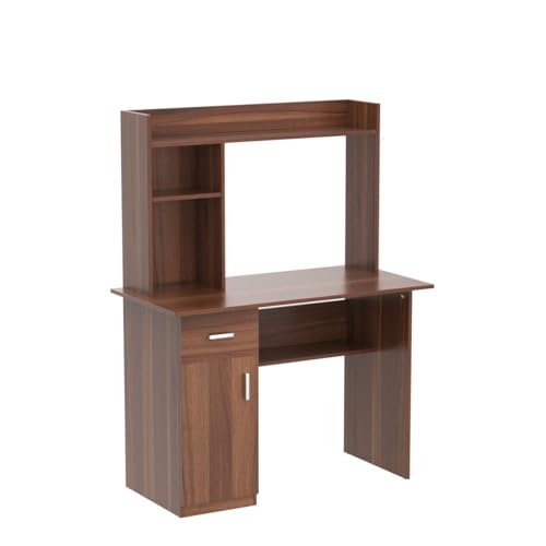Image of Home Centre Quadro Nxt Study Engineered Wood Desk with Flap - Walnut Finish