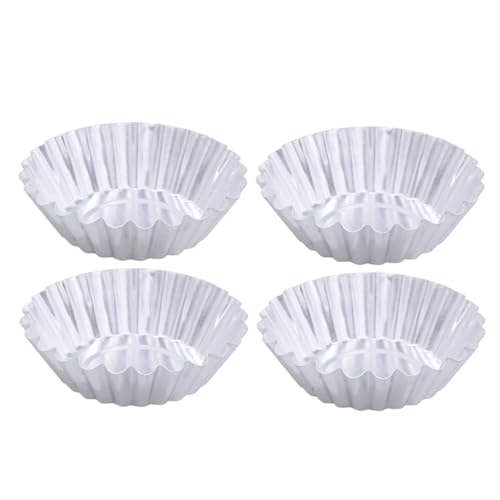 LOLIPPYY 10pcs Nonstick Aluminum Alloy Egg Tart Moulds Flower Shape Tartlets Pans for Baking Cupcakes Muffins Small Cakes Pies Silver Reusable Bakeware