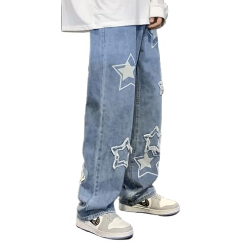 Y2k Baggy Jeans Star Denim Pants Hip Hop Pants Grunge Streetwear Mens Wide Leg Pants2
