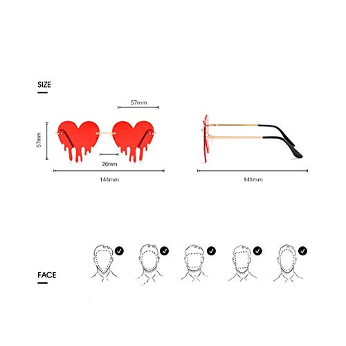 Melting Heart Sunglasses for Men/Women Rimless Irregular Party Unique Sun Glasses4