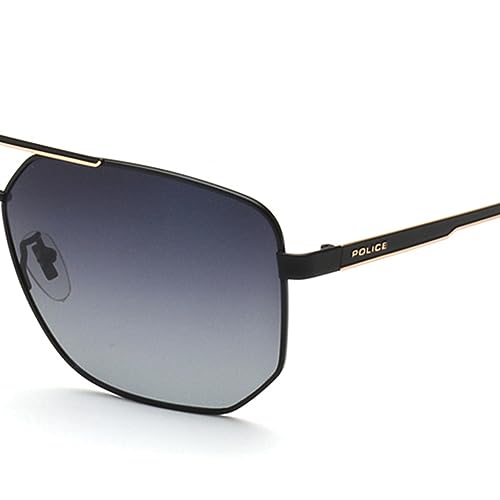 Image of Police Eyewear | Smoke Gradient Lens Hexagon Sunglass | Full Rim | Shiny Black-Shiny Light Gold Frame With 100% U.V. Protection | Men Sunglasses | Large Size | Splb36K61304Sg
