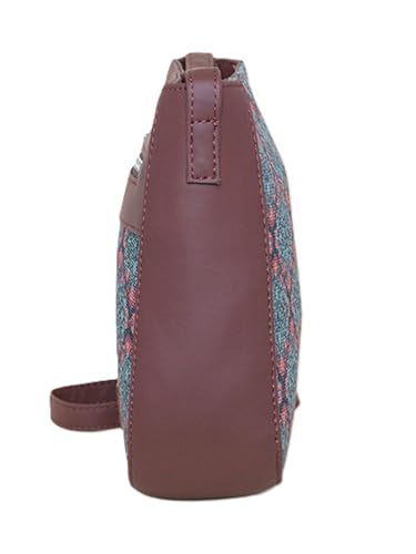 Image of ZOUK Kolkata Nouveau Women Jute Vegan Leather Multicolor U Shaped Sling Bag For Girls /Ladies