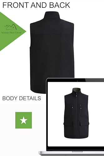 Men's Lightweight Fleece Vest Softshell Reversible Sleeveless Waterproof Jacket for Travel and Golf3